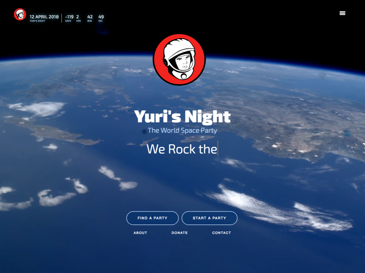 Screenshot of Yuri's Night redesign concept