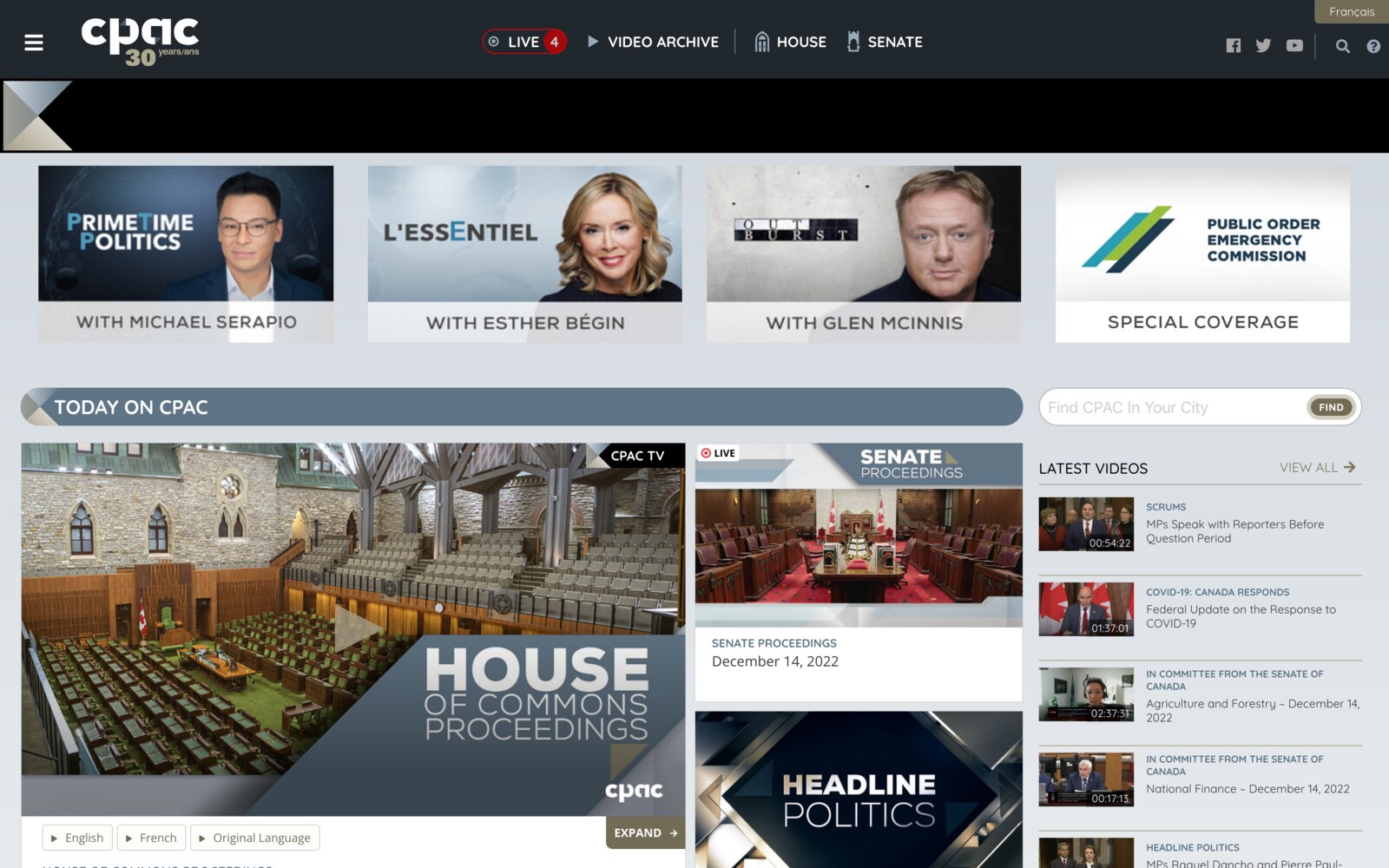 CPAC.ca home page