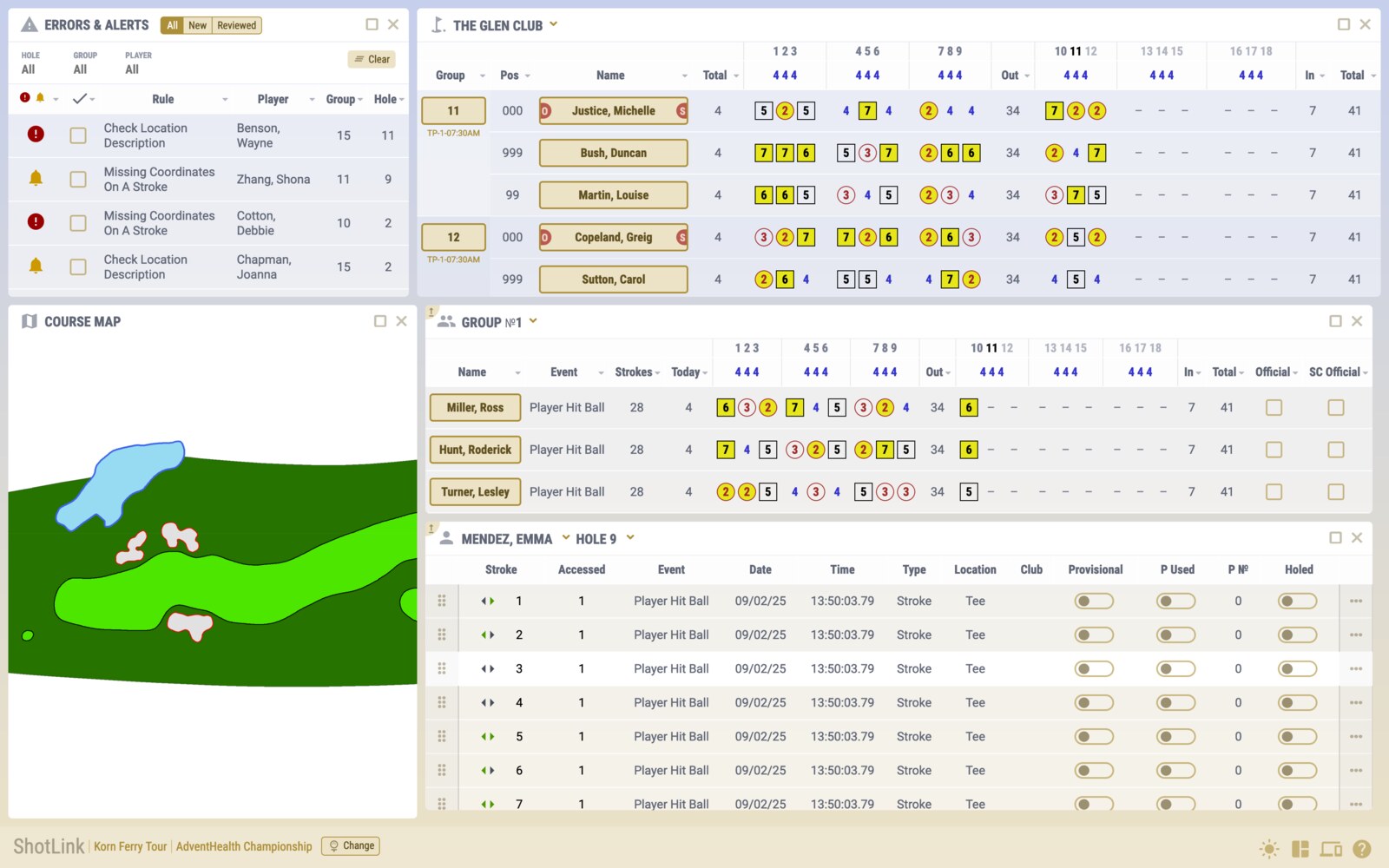 PGA Tour Shotlink, light mode