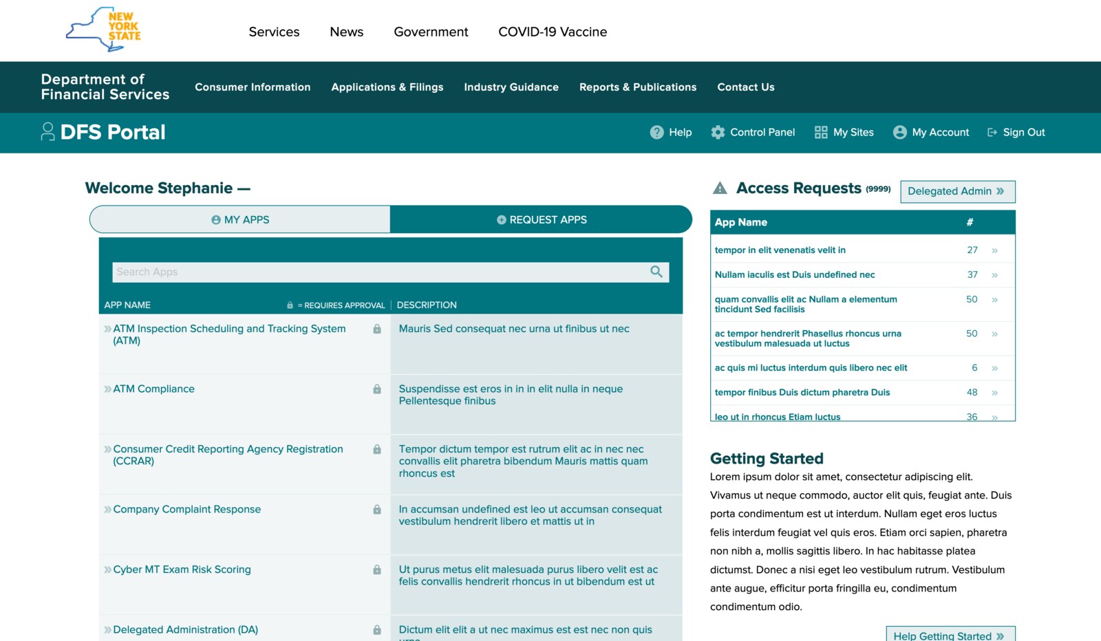 NY State Department of Financial Services website redesign